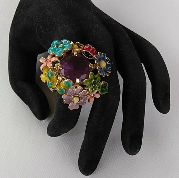 NOS Enamel Flower Butterfly Ladybug Amethyst Glass - Picture 8 of 8